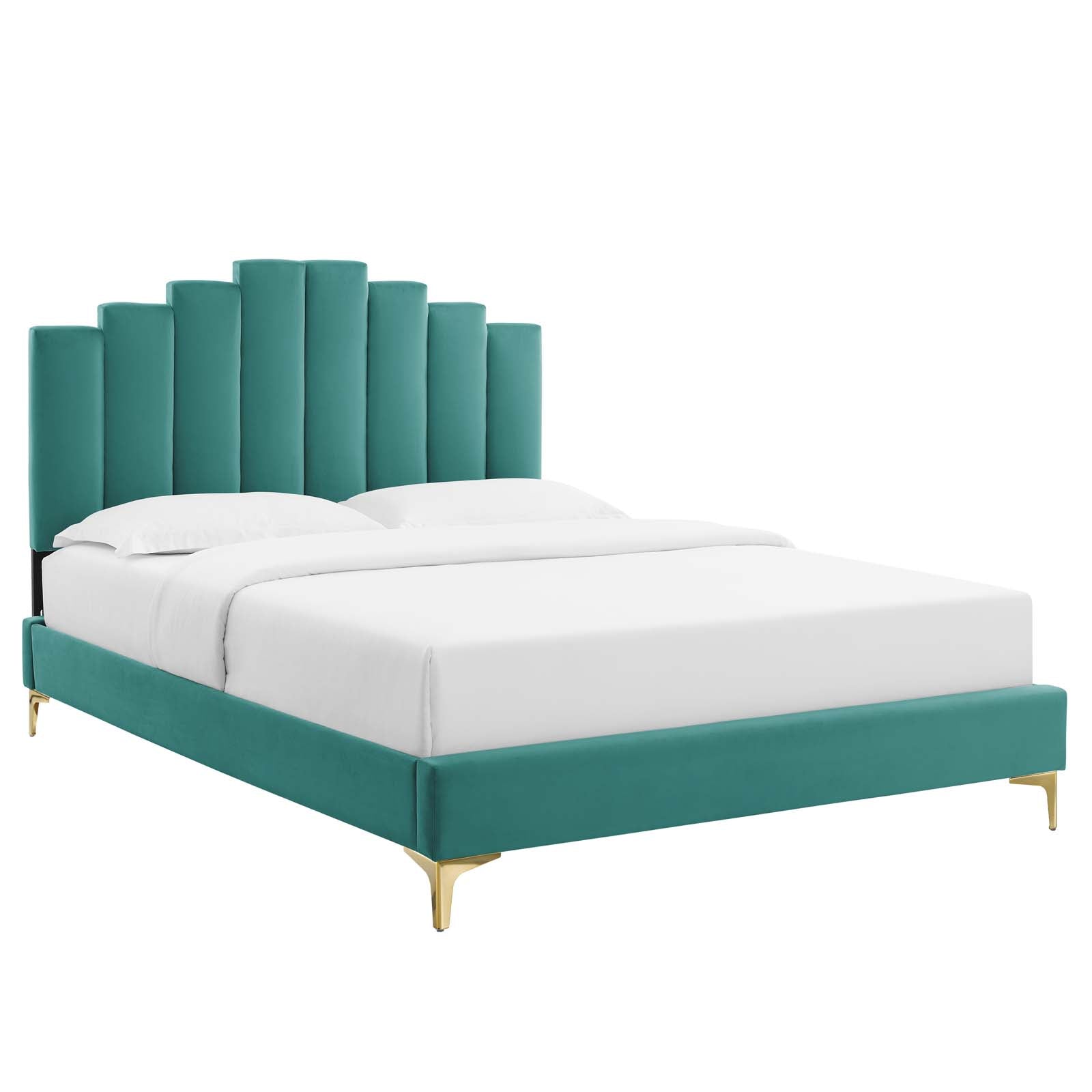 Elise Queen Performance Velvet Platform Bed - East Shore Modern Home Furnishings