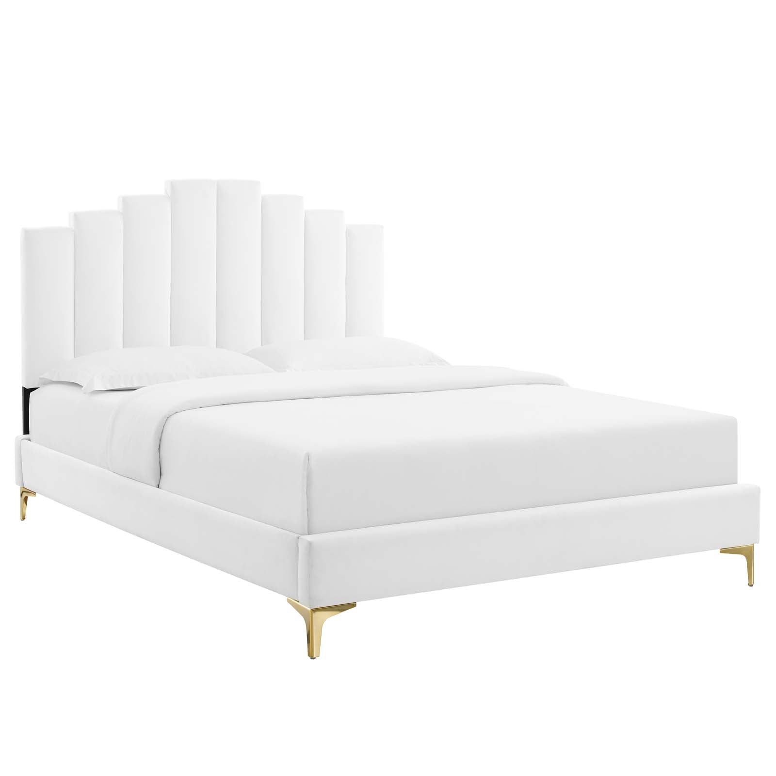 Elise Queen Performance Velvet Platform Bed - East Shore Modern Home Furnishings