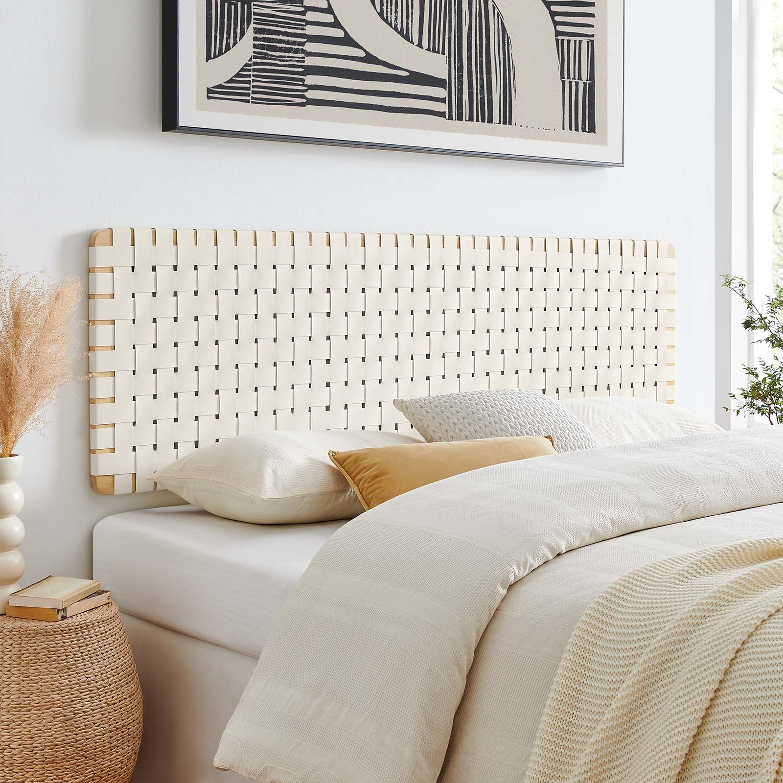 Sparta Weave Wall-Mount Vegan Leather Headboard - East Shore Modern Home Furnishings