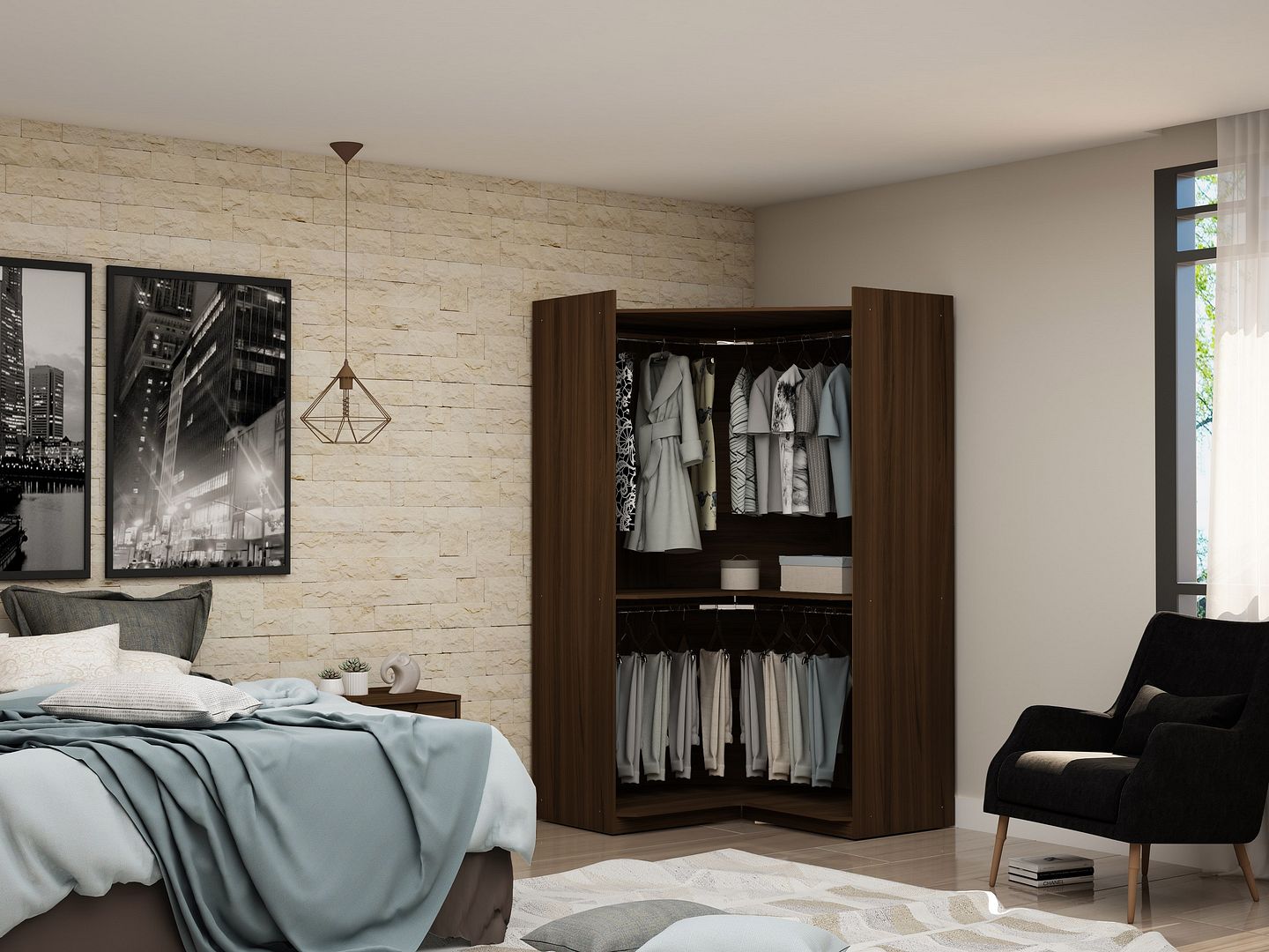 Mulberry Open Corner Closet