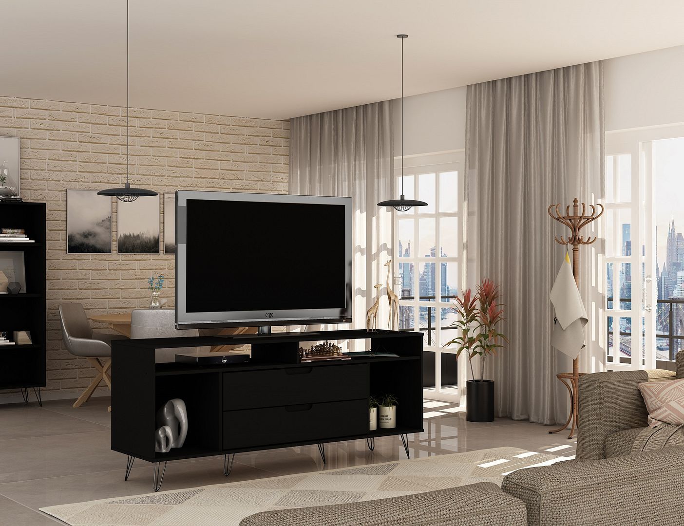 Rockefeller 3-Piece TV Stand Living Room Set - East Shore Modern Home Furnishings