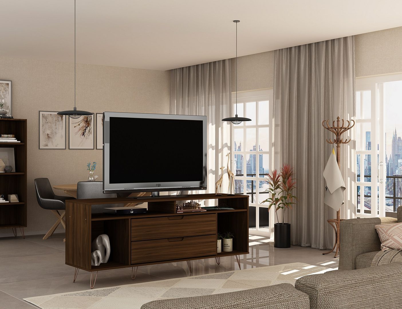 Rockefeller 3-Piece TV Stand Living Room Set - East Shore Modern Home Furnishings