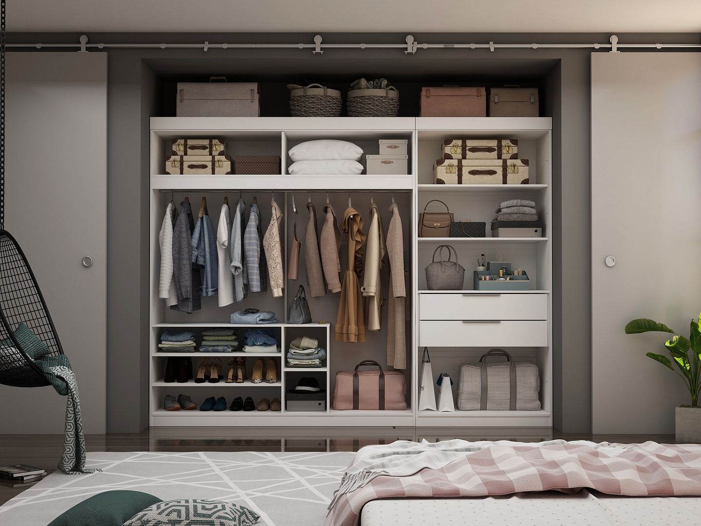 Mulberry 2-Sectional Open Closet Module Wardrobe System