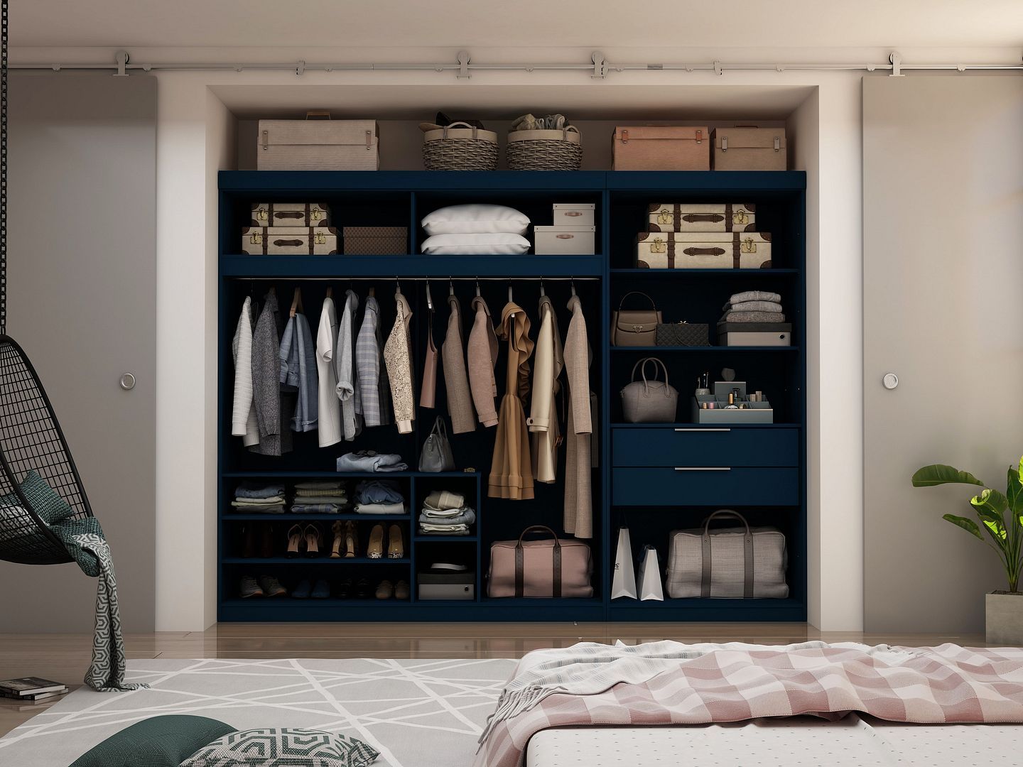 Mulberry 2-Sectional Open Closet Module Wardrobe System