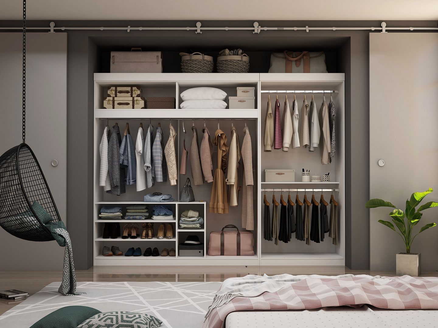 Mulberry 2-Sectional Open Hanging Closet Module Wardrobe System - East Shore Modern Home Furnishings