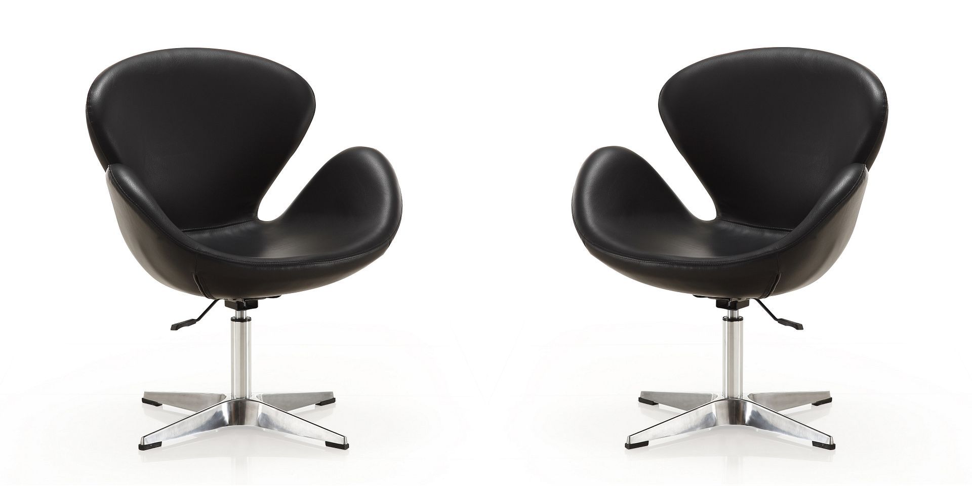Raspberry Faux Leather Adjustable Swivel Accent Chair - Set of 2
