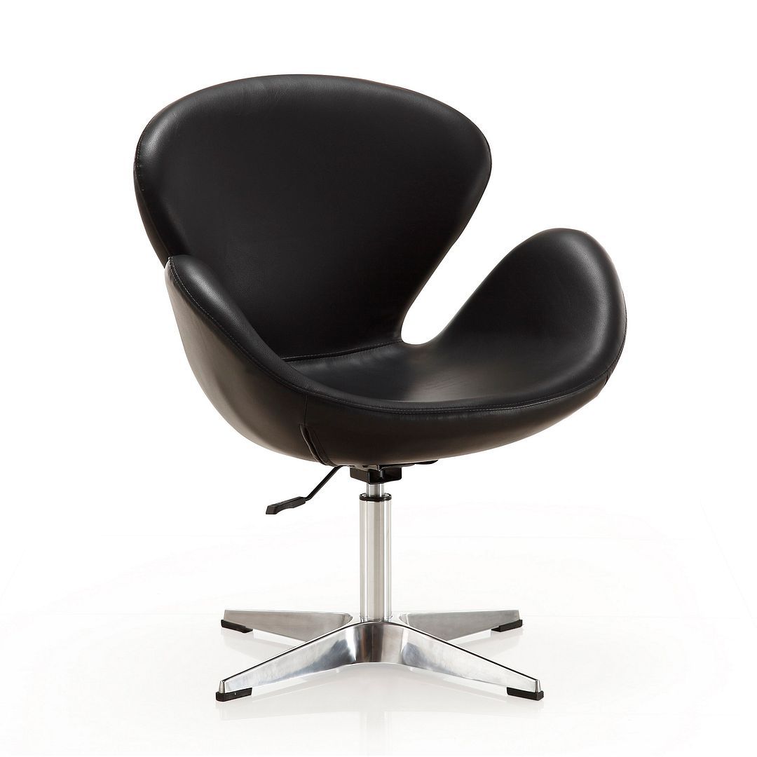 Raspberry Faux Leather Adjustable Swivel Accent Chair - Set of 2