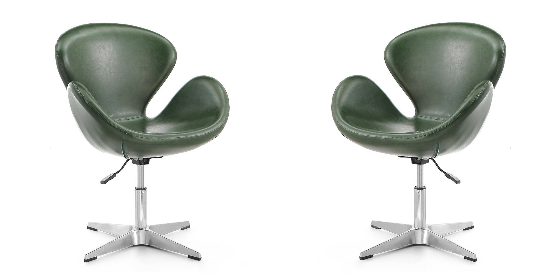 Raspberry Faux Leather Adjustable Swivel Accent Chair - Set of 2