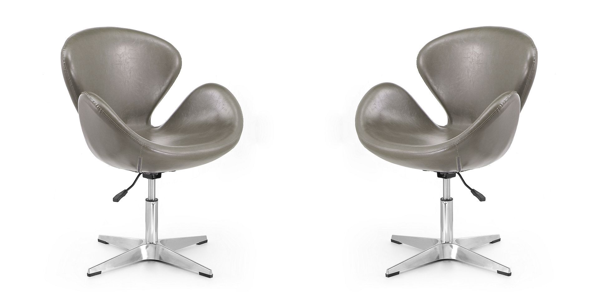 Raspberry Faux Leather Adjustable Swivel Accent Chair - Set of 2