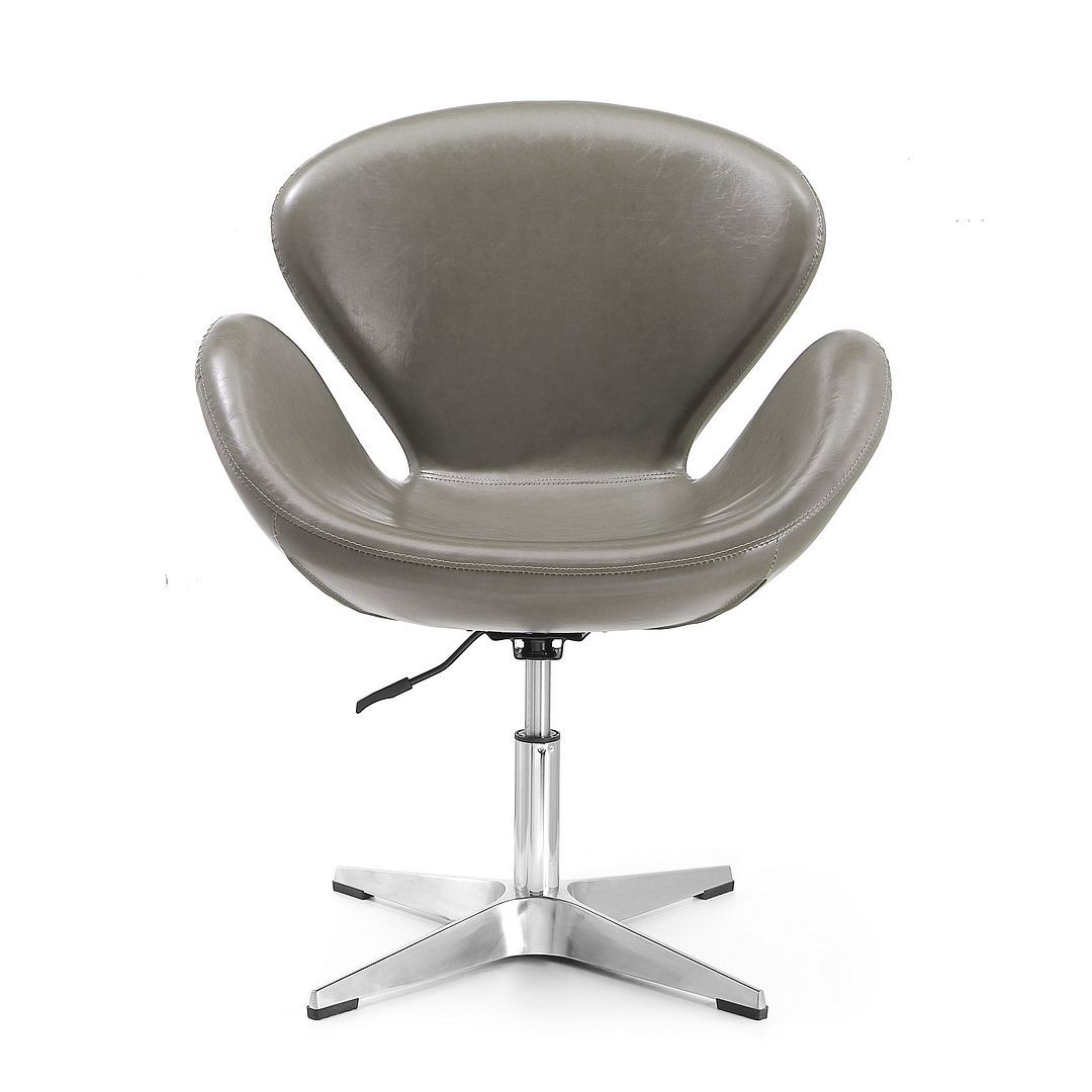 Raspberry Faux Leather Adjustable Swivel Accent Chair - Set of 2