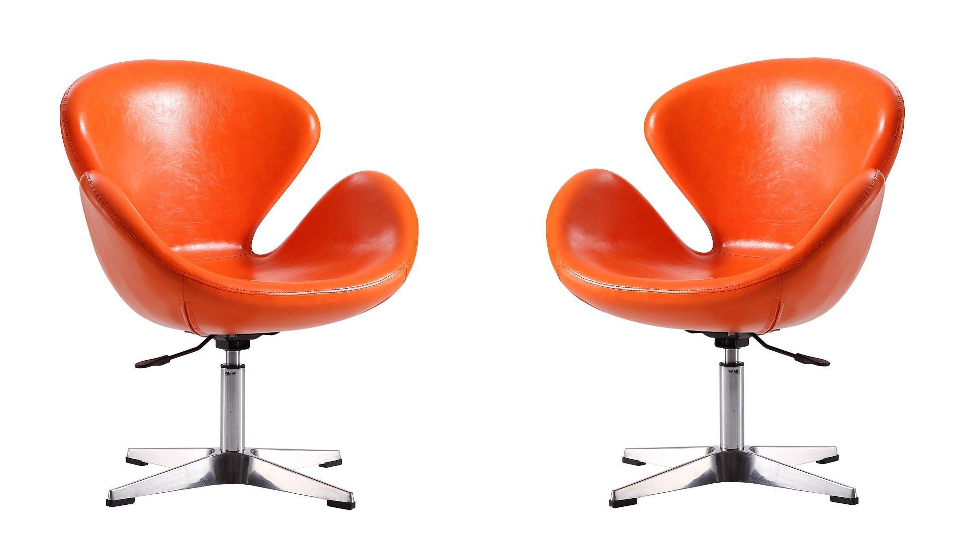 Raspberry Faux Leather Adjustable Swivel Accent Chair - Set of 2