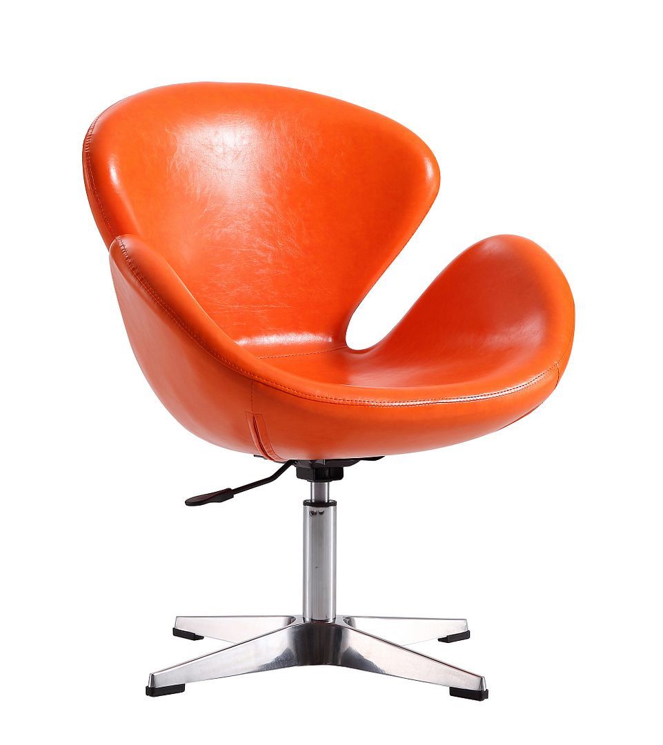 Raspberry Faux Leather Adjustable Swivel Accent Chair - Set of 2