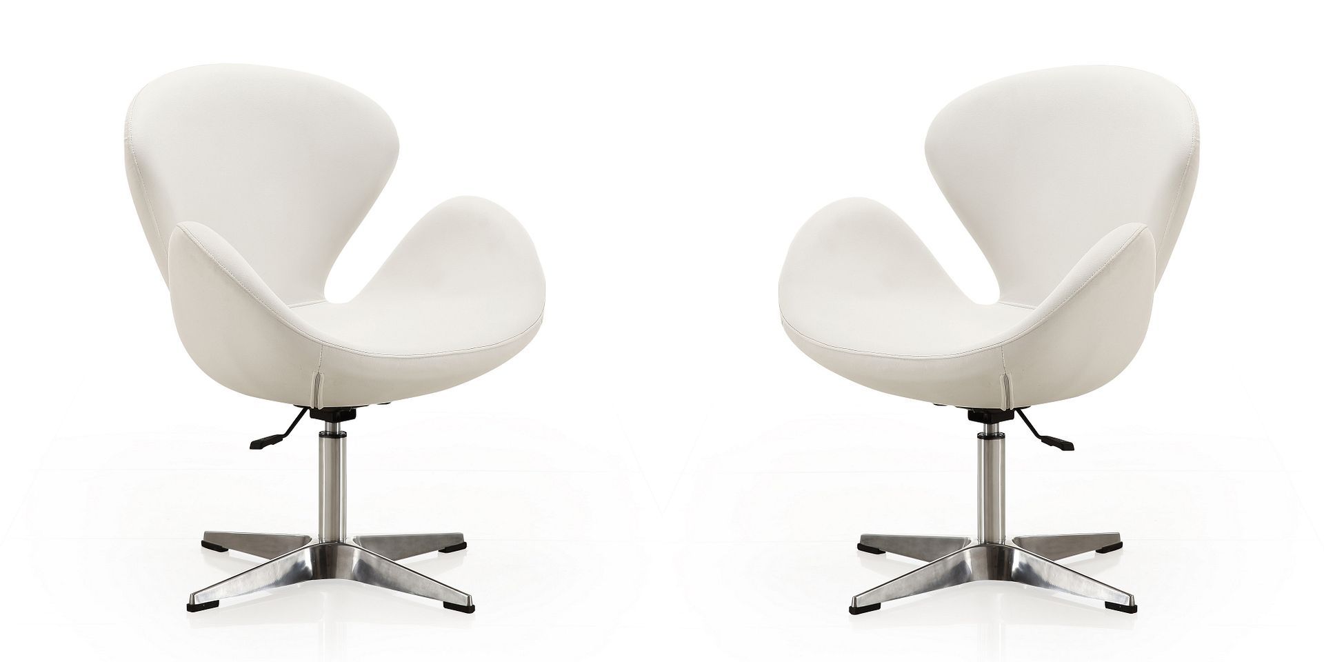Raspberry Faux Leather Adjustable Swivel Accent Chair - Set of 2