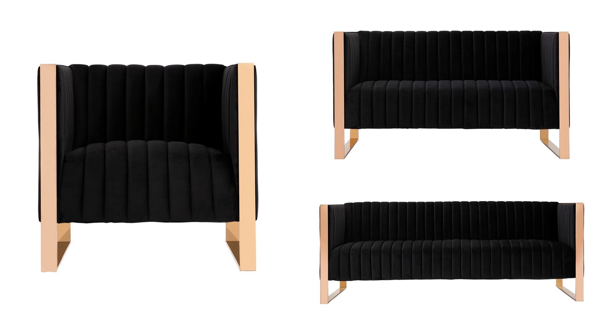 Trillium 3 Piece Velvet Sofa, Loveseat and Armchair Set - East Shore Modern Home Furnishings