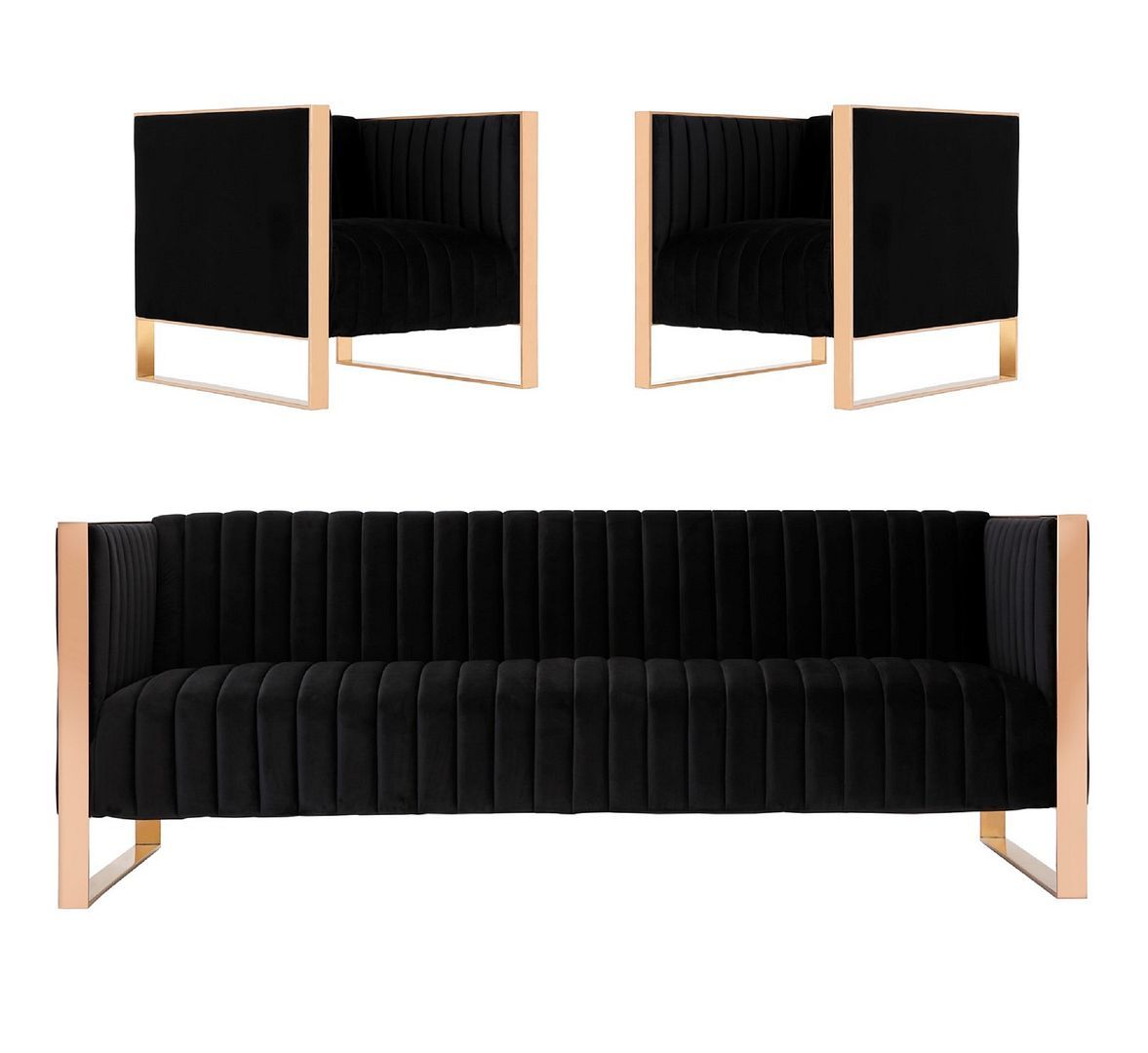 Trillium Velvet Sofa and Armchair Set of 3 - East Shore Modern Home Furnishings