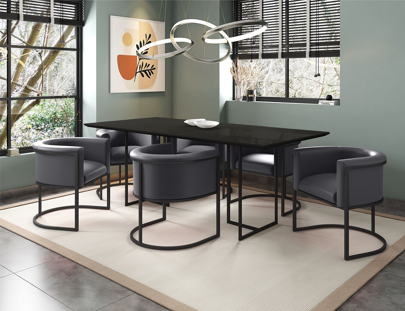 Celine Dining Table with 6 Bali Chairs
