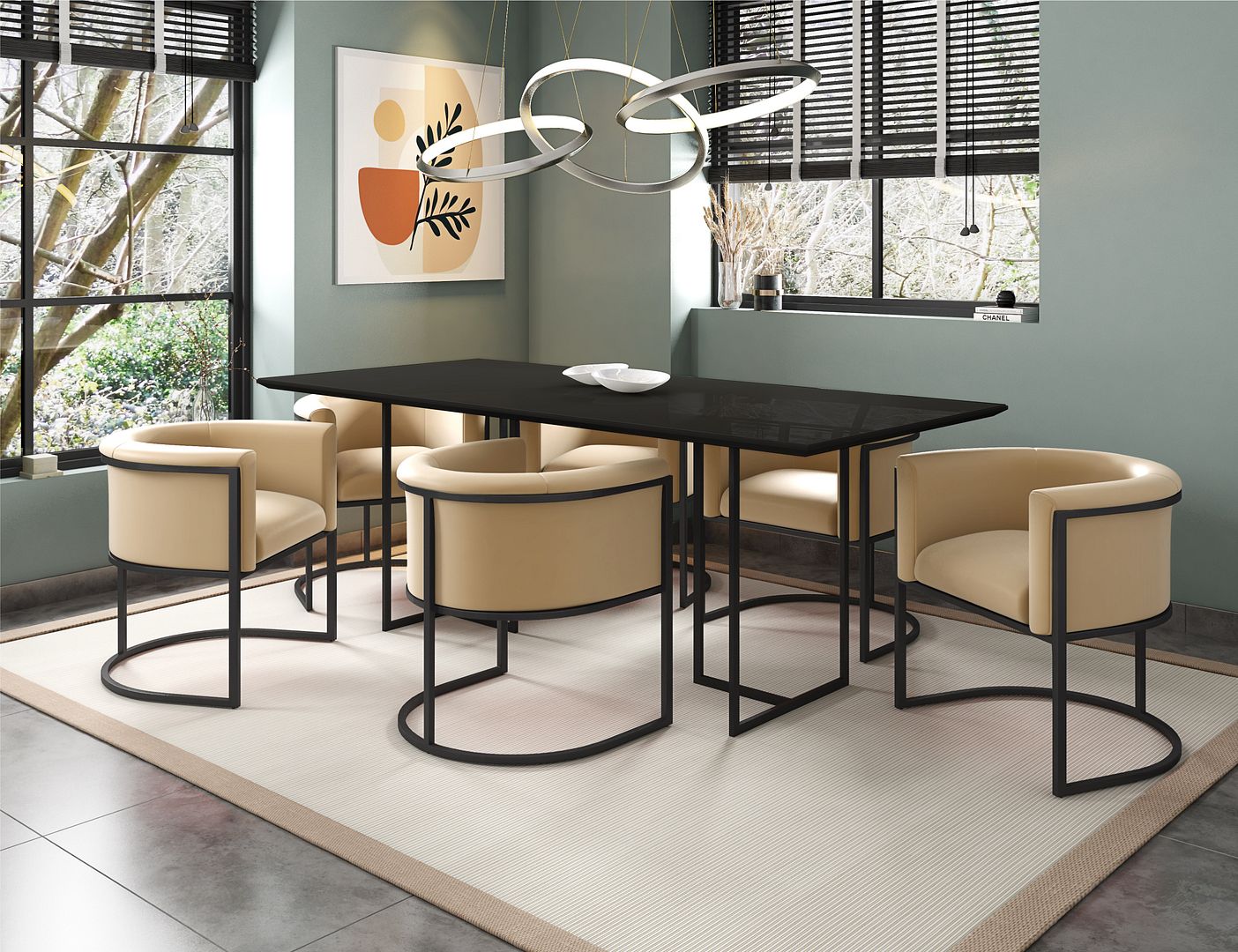 Celine Dining Table with 6 Bali Chairs - East Shore Modern Home Furnishings