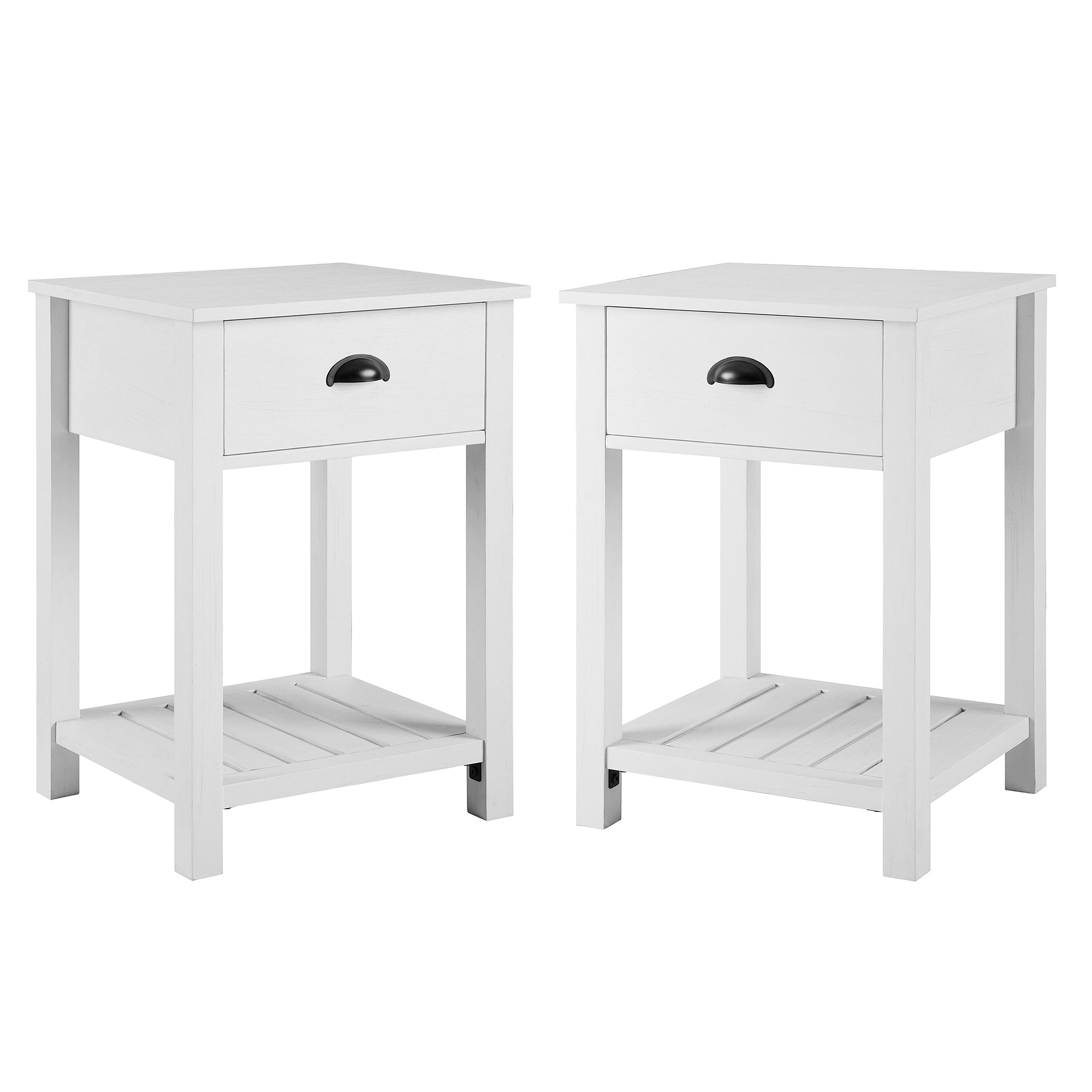 18" Country Farmhouse Single Drawer Side Table Set - East Shore Modern Home Furnishings