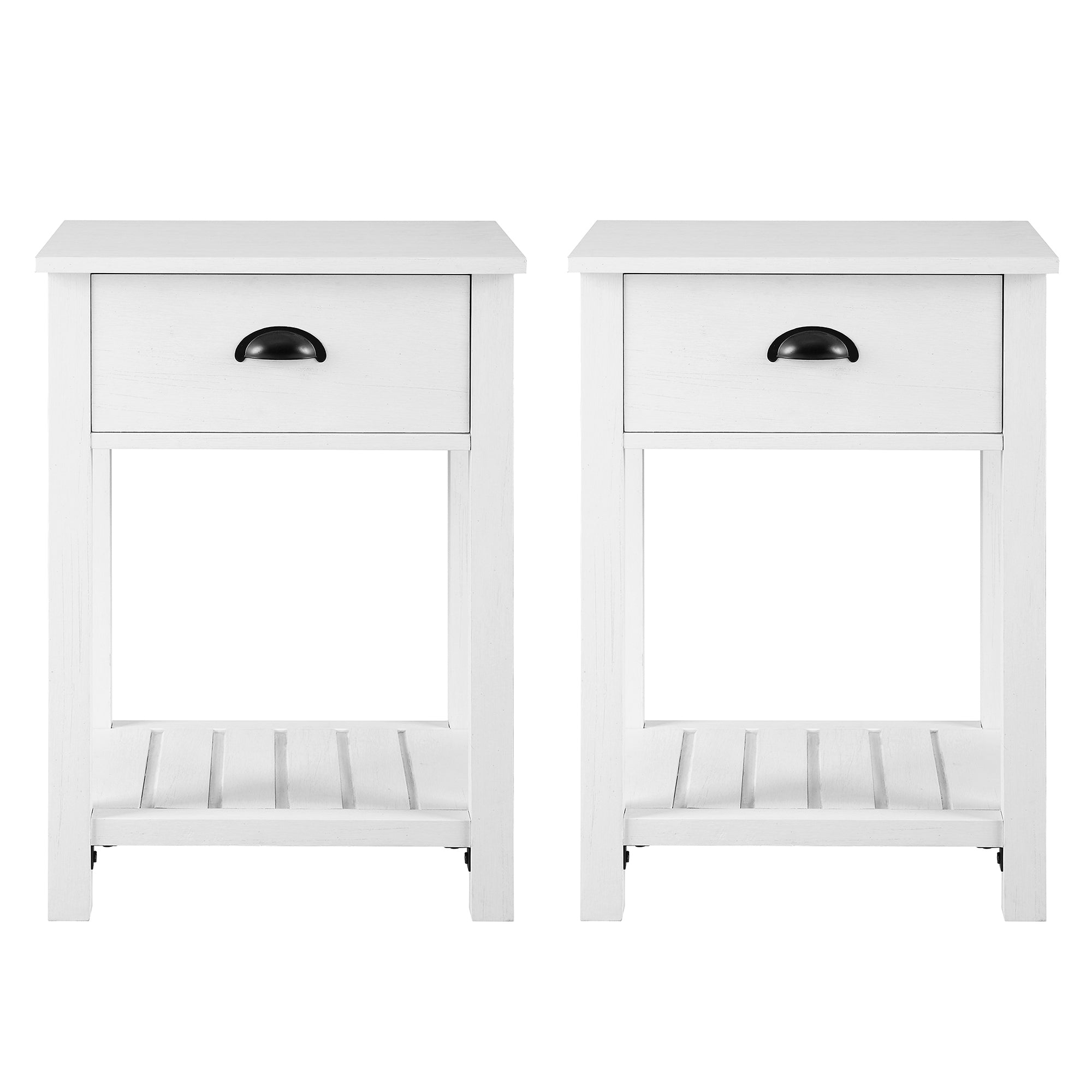 18" Country Farmhouse Single Drawer Side Table Set - East Shore Modern Home Furnishings