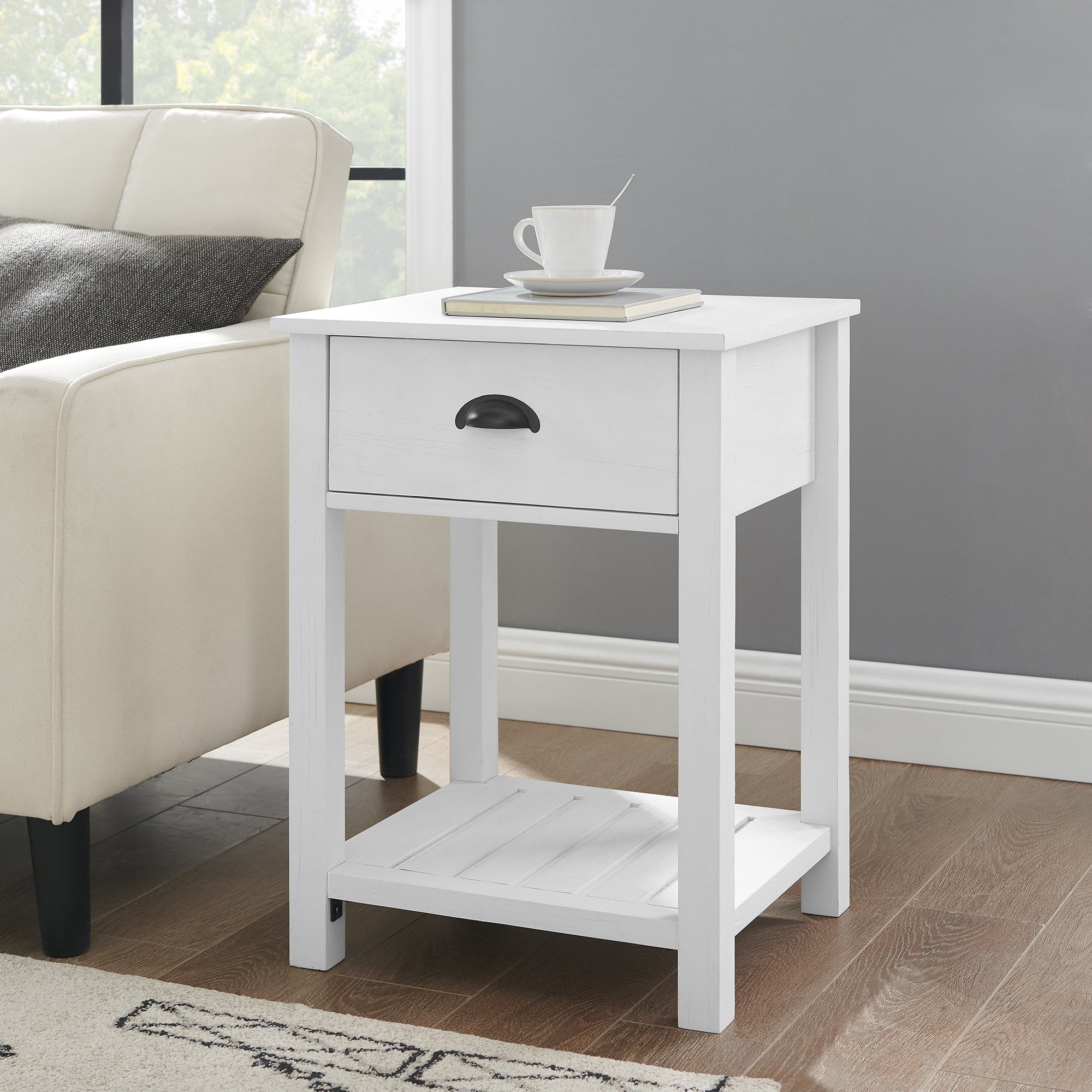 18" Country Farmhouse Single Drawer Side Table Set - East Shore Modern Home Furnishings