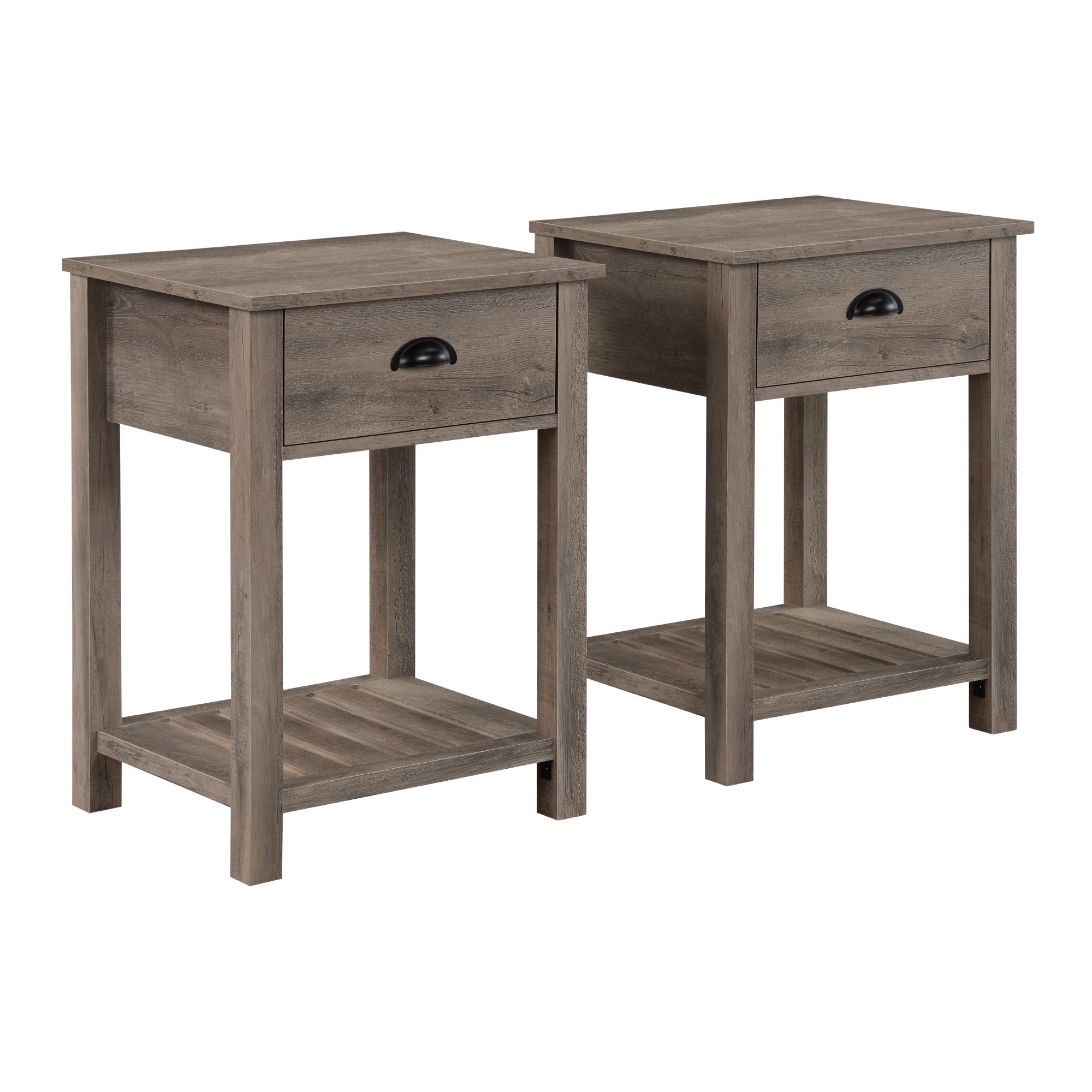 18" Country Farmhouse Single Drawer Side Table Set - East Shore Modern Home Furnishings