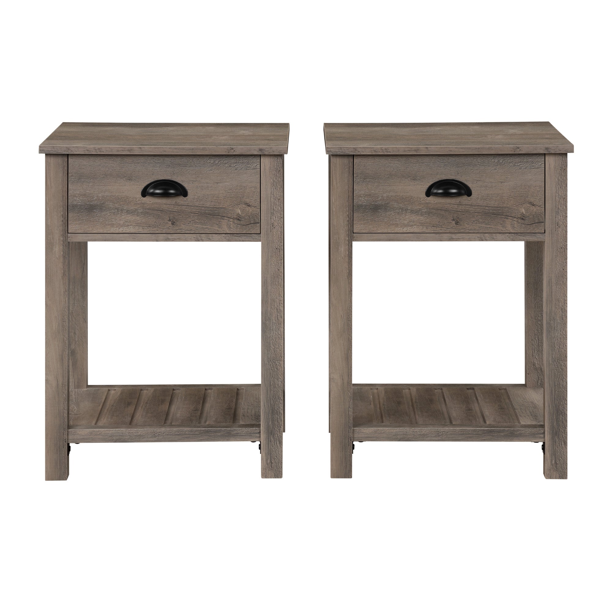 18" Country Farmhouse Single Drawer Side Table Set - East Shore Modern Home Furnishings