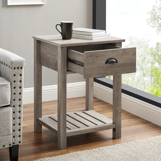 18" Country Farmhouse Single Drawer Side Table Set - East Shore Modern Home Furnishings