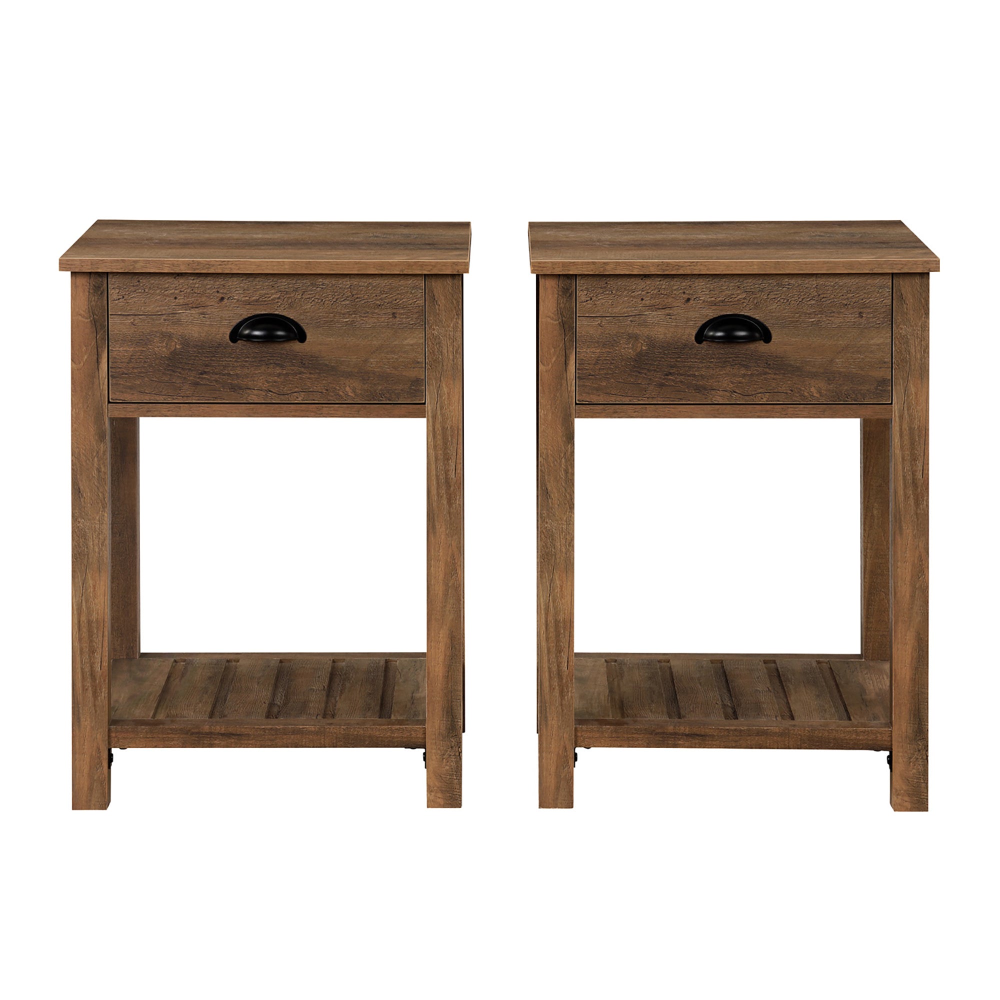 18" Country Farmhouse Single Drawer Side Table Set - East Shore Modern Home Furnishings