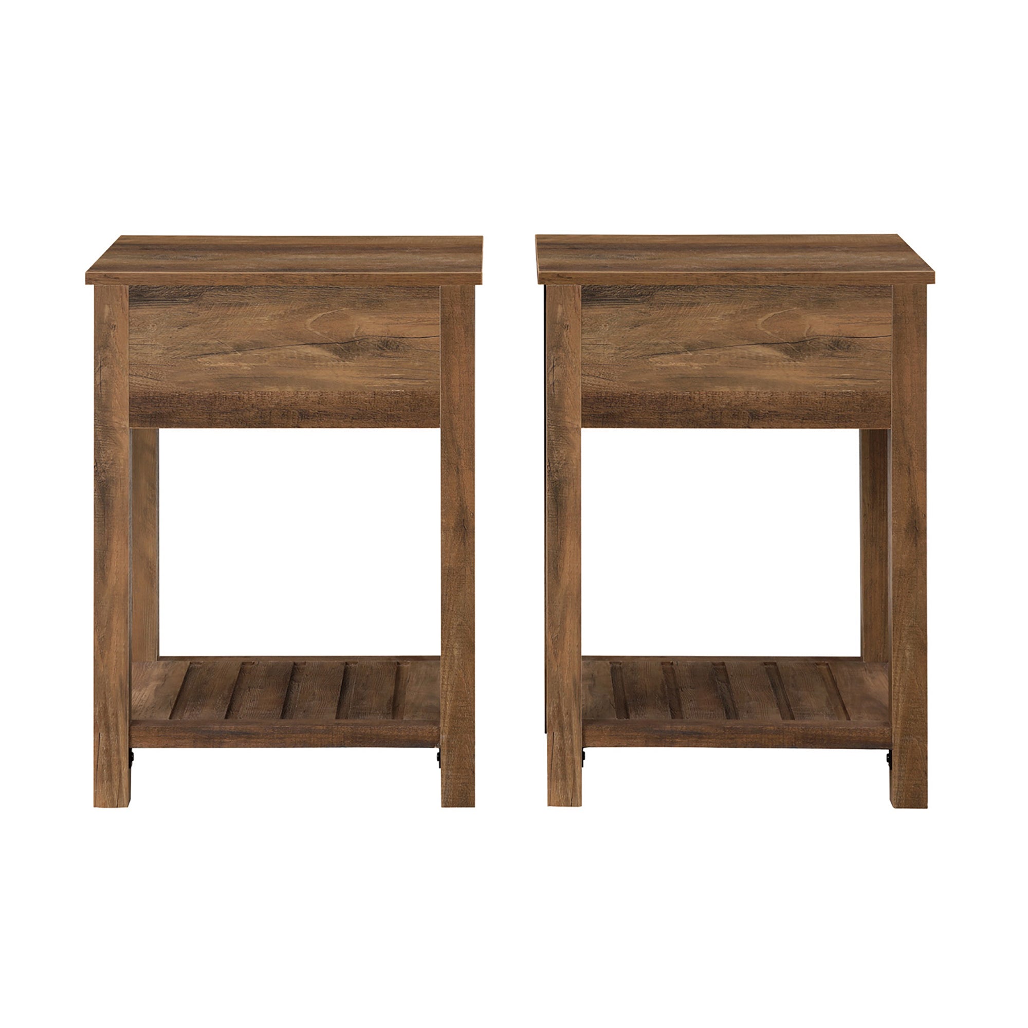 18" Country Farmhouse Single Drawer Side Table Set