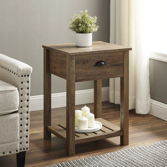 18" Country Farmhouse Single Drawer Side Table Set - East Shore Modern Home Furnishings