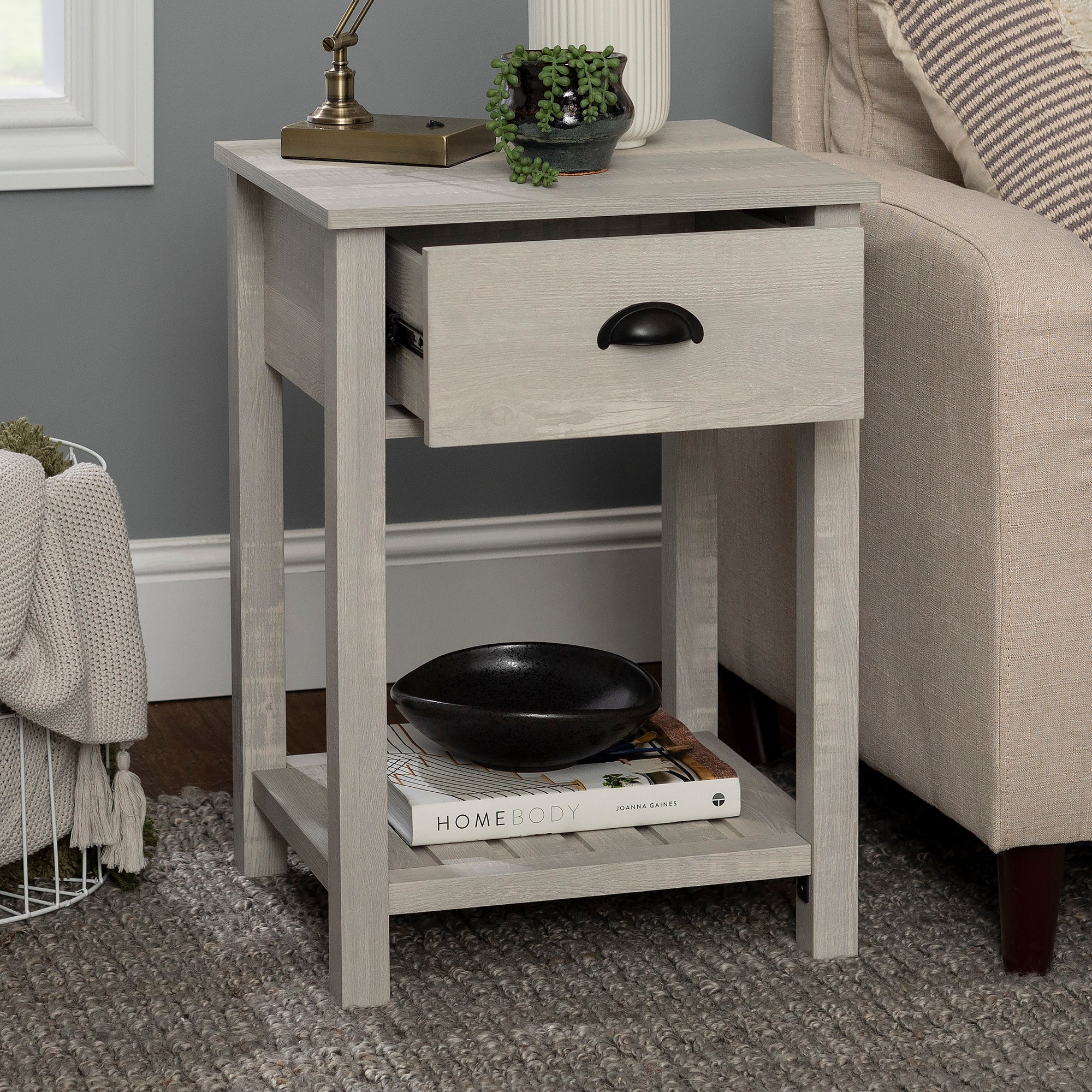 18" Country Single Drawer Nightstand
