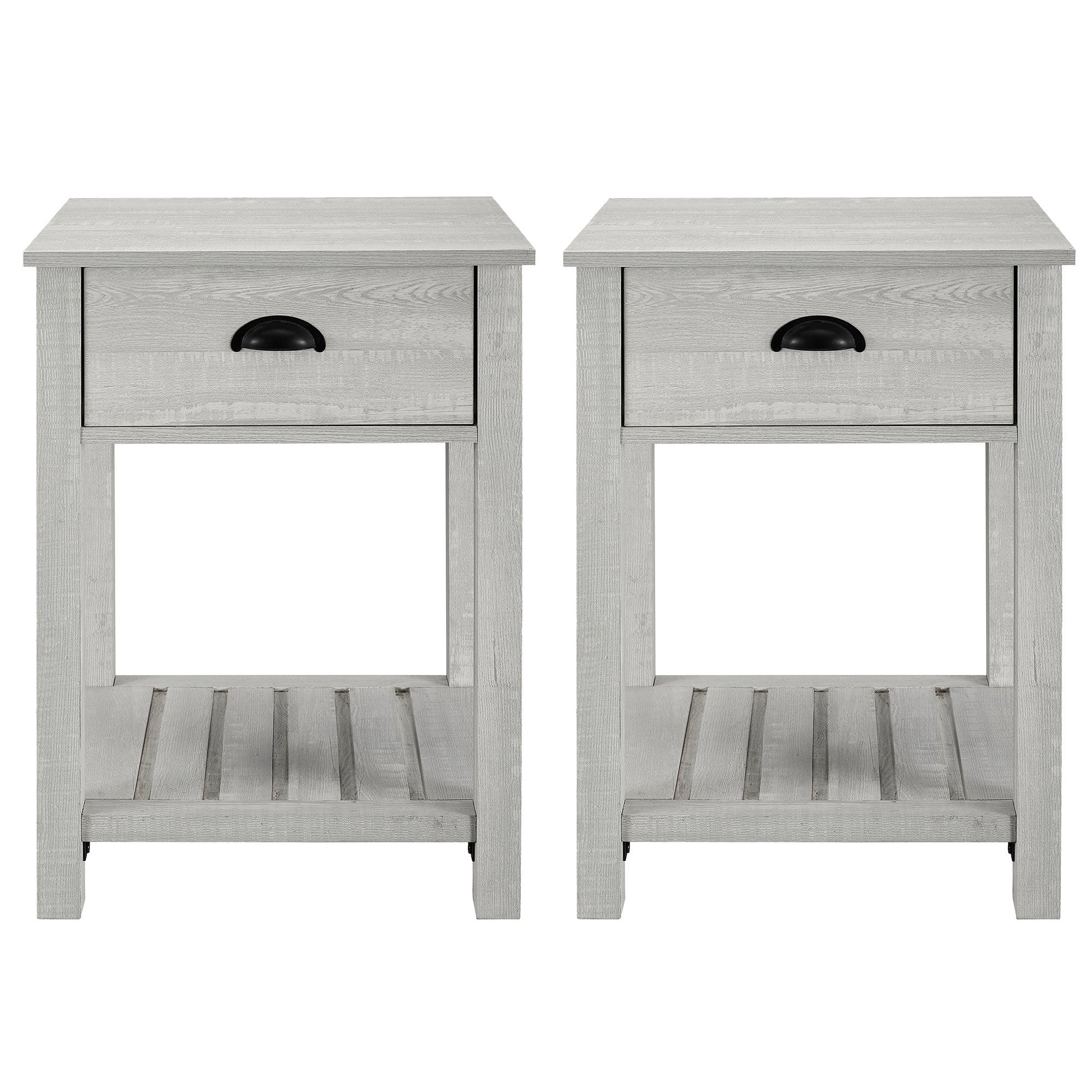 18" Country Farmhouse Single Drawer Side Table Set - East Shore Modern Home Furnishings