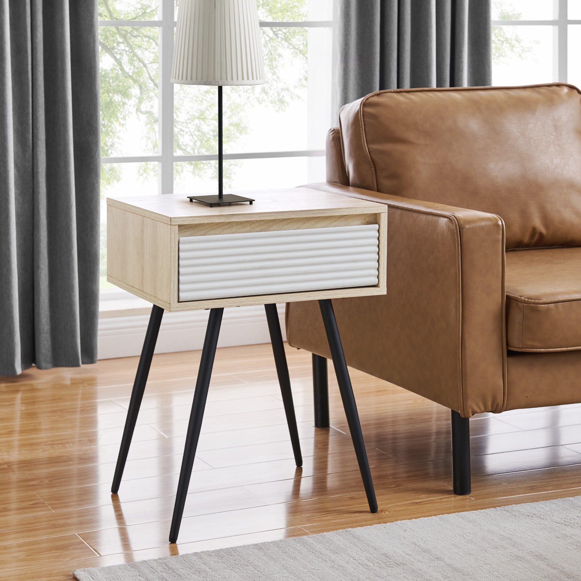 Lane Contemporary Fluted Drawer Side Table