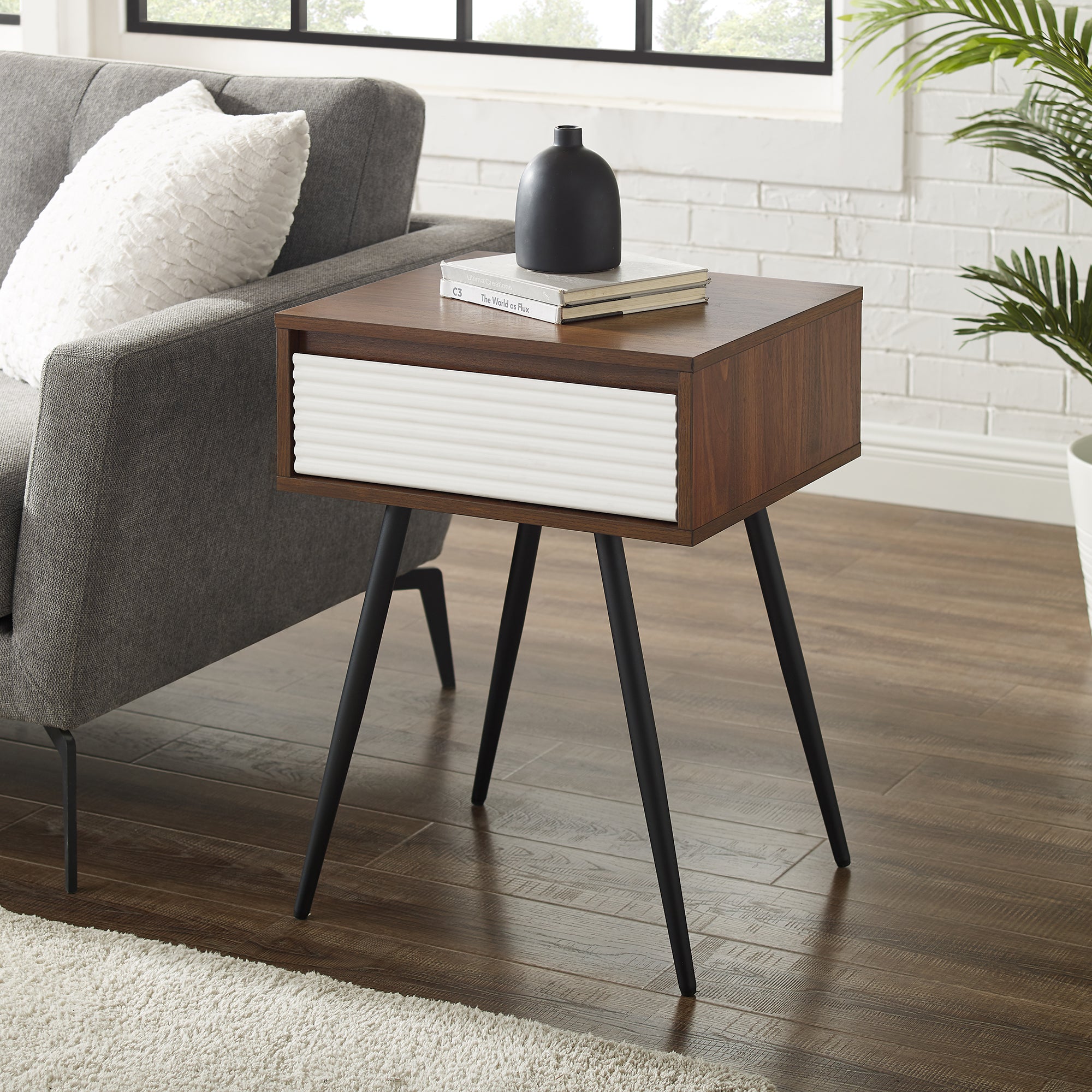 Lane Contemporary Fluted Drawer Side Table