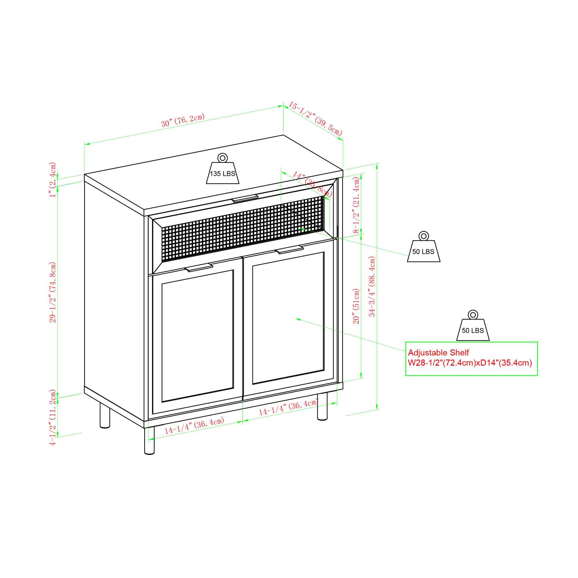 Jenson 30" Mesh Metal Drop Down Door Accent Cabinet - East Shore Modern Home Furnishings