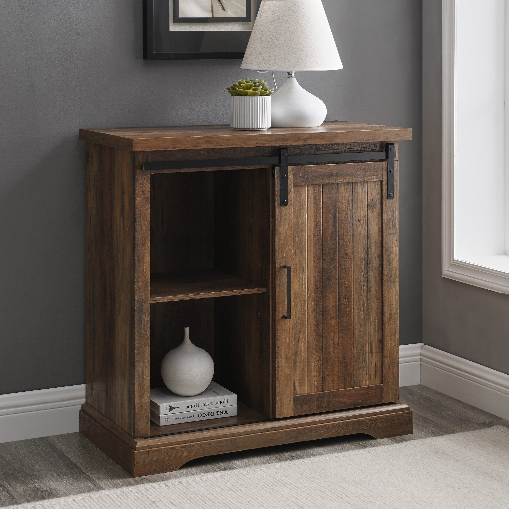 Alba 32" Sliding Grooved Door Modern Accent Cabinet - East Shore Modern Home Furnishings