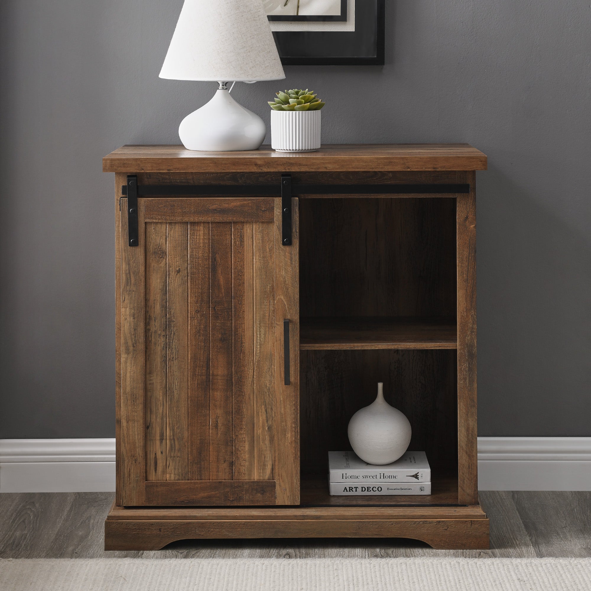 Alba 32" Sliding Grooved Door Modern Accent Cabinet - East Shore Modern Home Furnishings