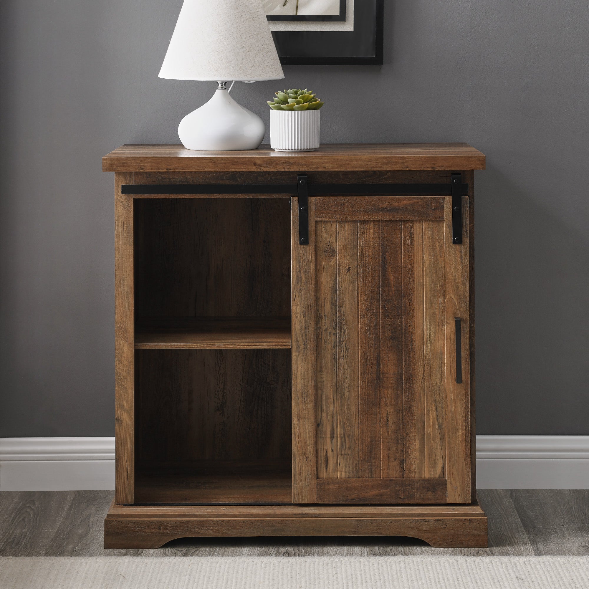 Alba 32" Sliding Grooved Door Modern Accent Cabinet - East Shore Modern Home Furnishings