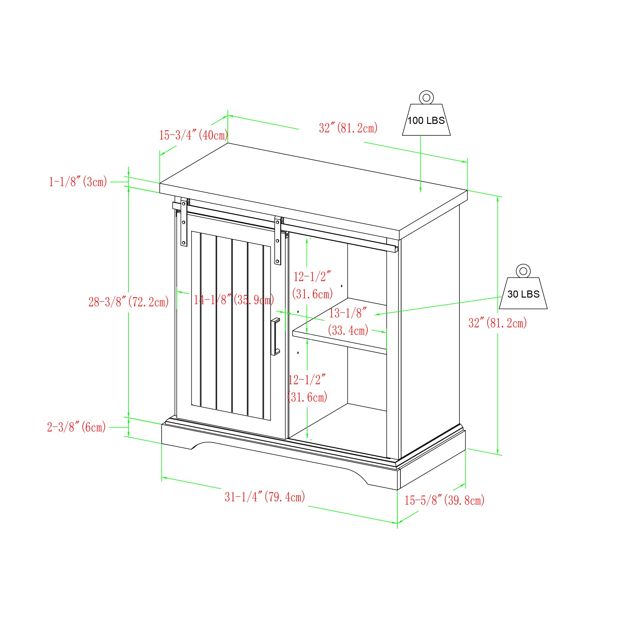 Alba 32" Sliding Grooved Door Modern Accent Cabinet - East Shore Modern Home Furnishings