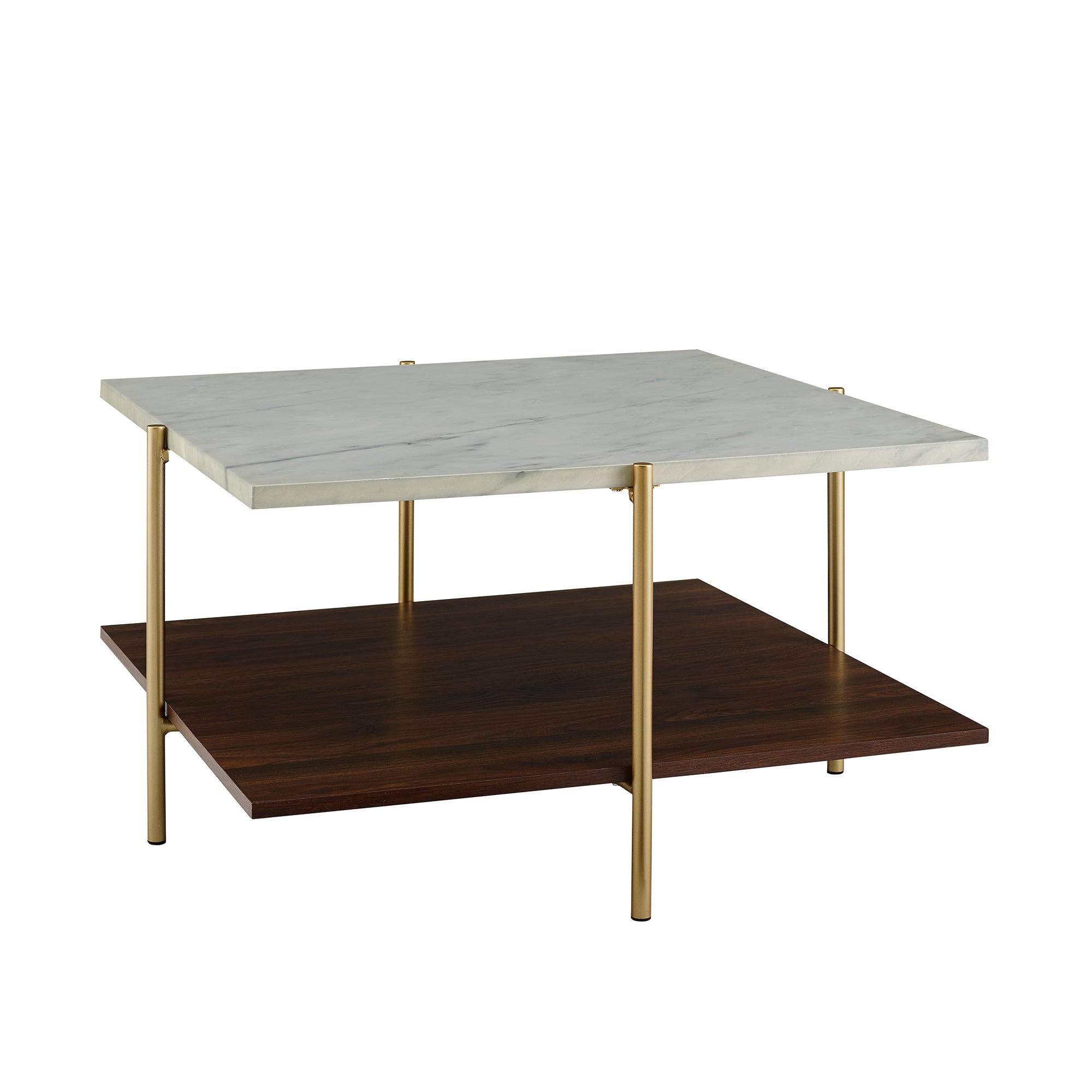 Simone Tri-Tone Faux Marble Mid Century Modern Square Coffee Table