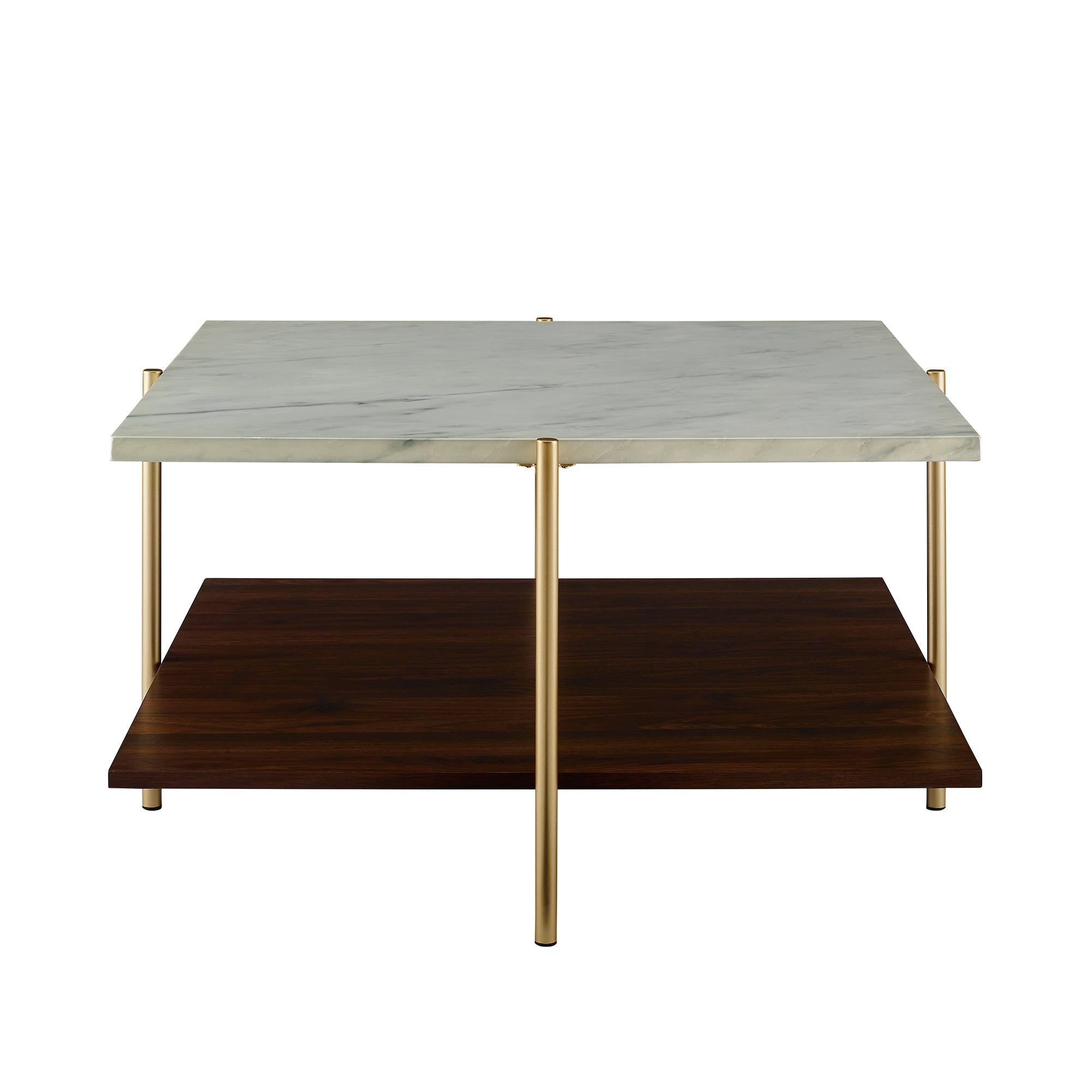 Simone Tri-Tone Faux Marble Mid Century Modern Square Coffee Table