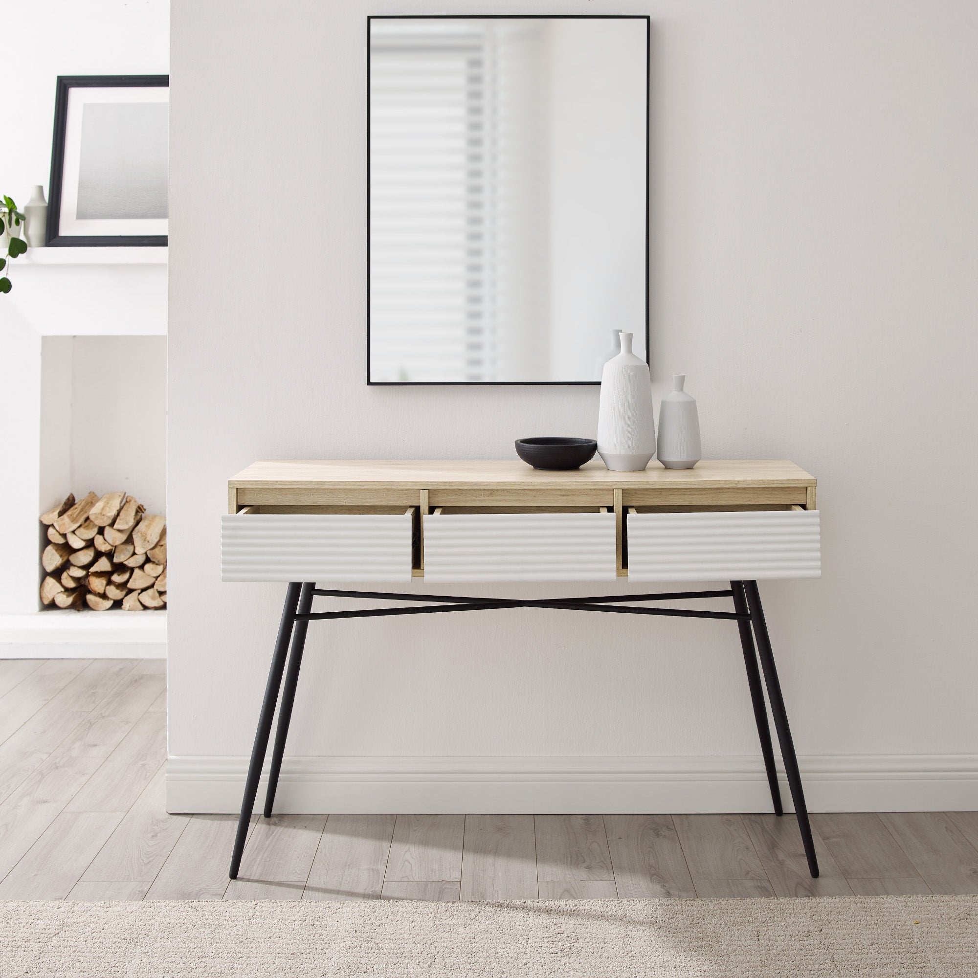 Lane Contemporary Fluted 3-Drawer Entry Table