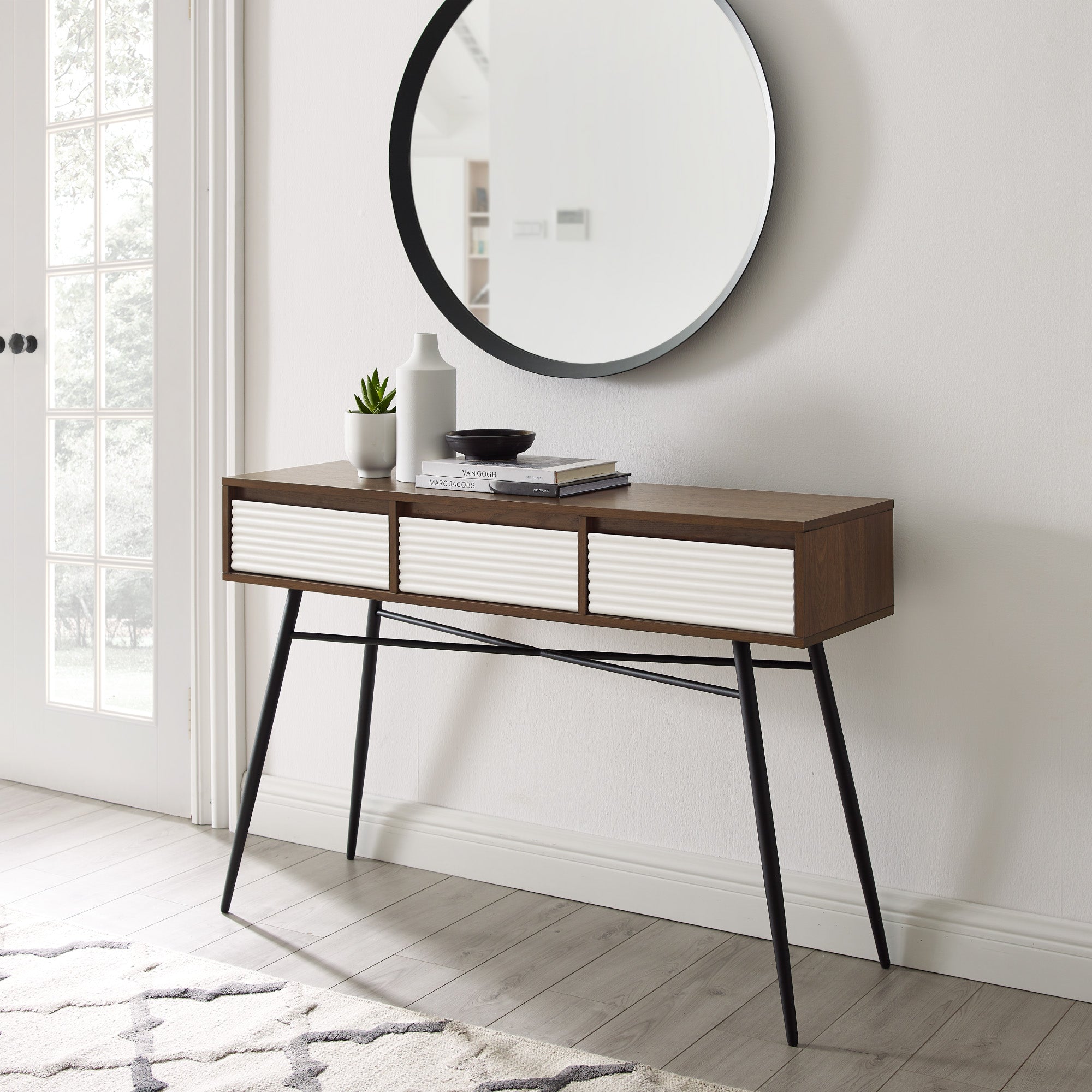 Lane Contemporary Fluted 3-Drawer Entry Table - East Shore Modern Home Furnishings
