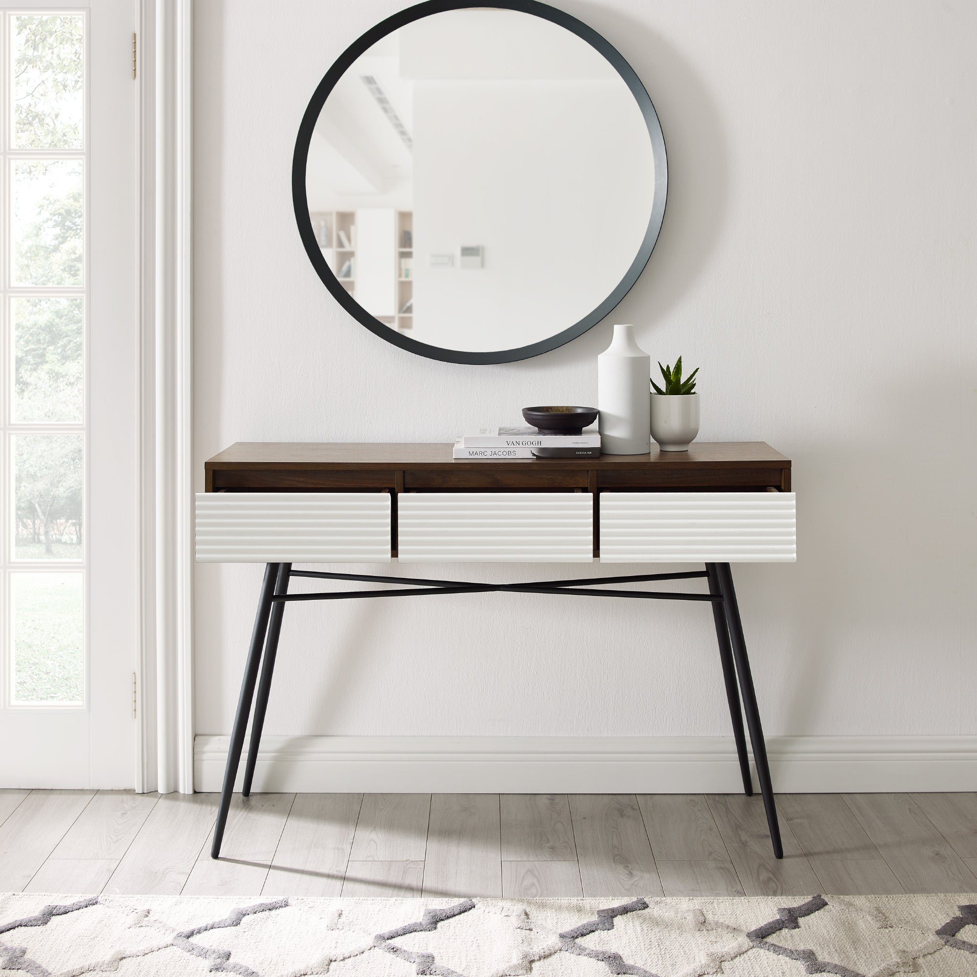 Lane Contemporary Fluted 3-Drawer Entry Table