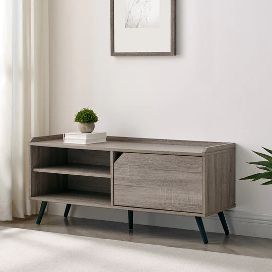 Modern Notched-Door Entry Bench with Shoe Storage