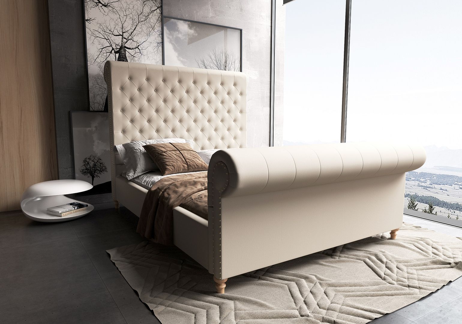 Empire Fabric Upholstered Platform Bed Frame - East Shore Modern Home Furnishings