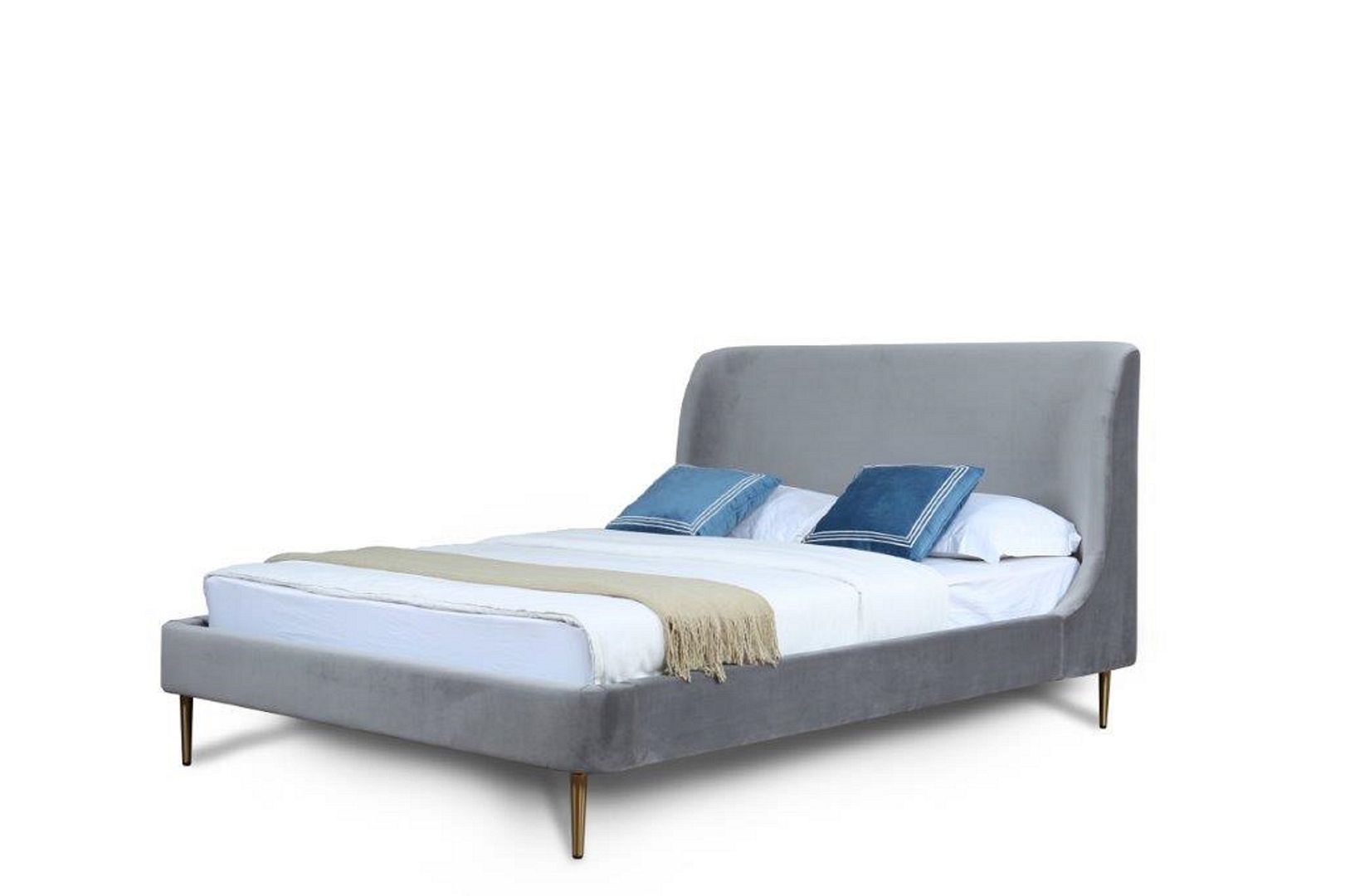 Heather Velvet Platform Bed Frame