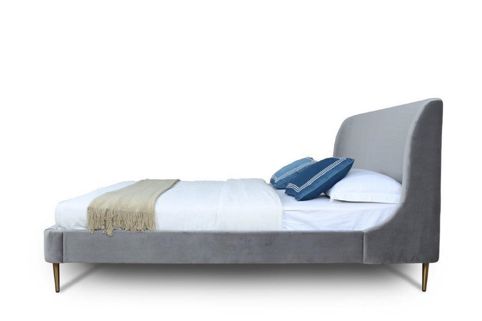 Heather Velvet Platform Bed Frame