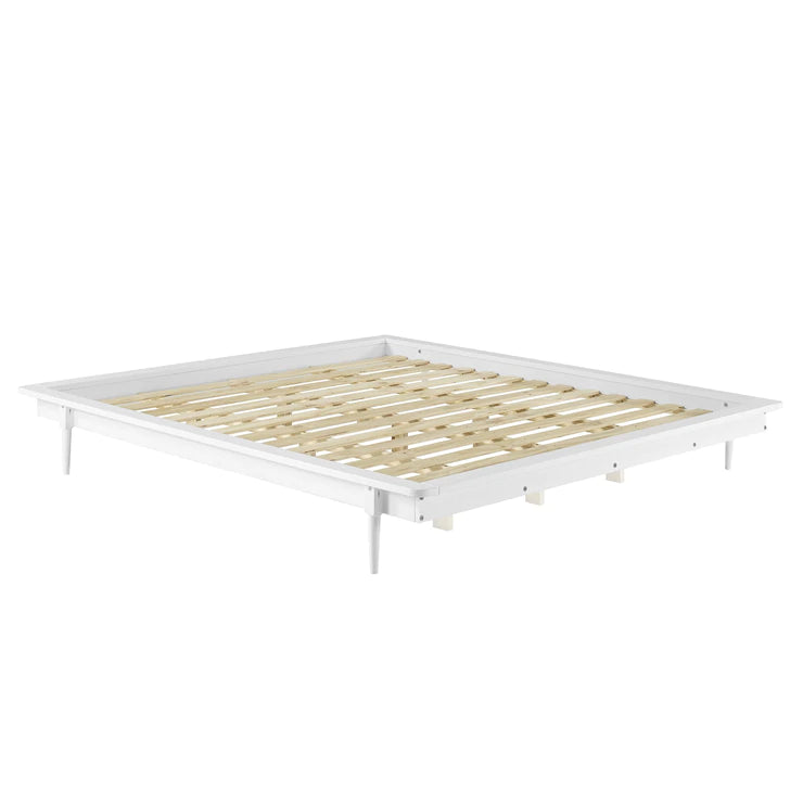 King Mid Century Modern Solid Wood Platform Bed