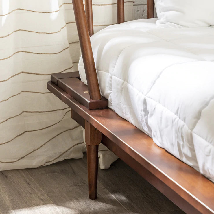 King Mid Century Solid Wood Spindle Platform Bed
